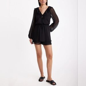Express Ruffle Tie V-Neck Long Sleeve Romper Size Large